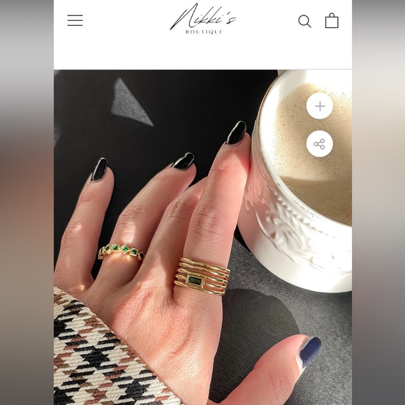 RIPPLED Sagano THICK Signet Ama Emerald RING - Picture 4 of 6